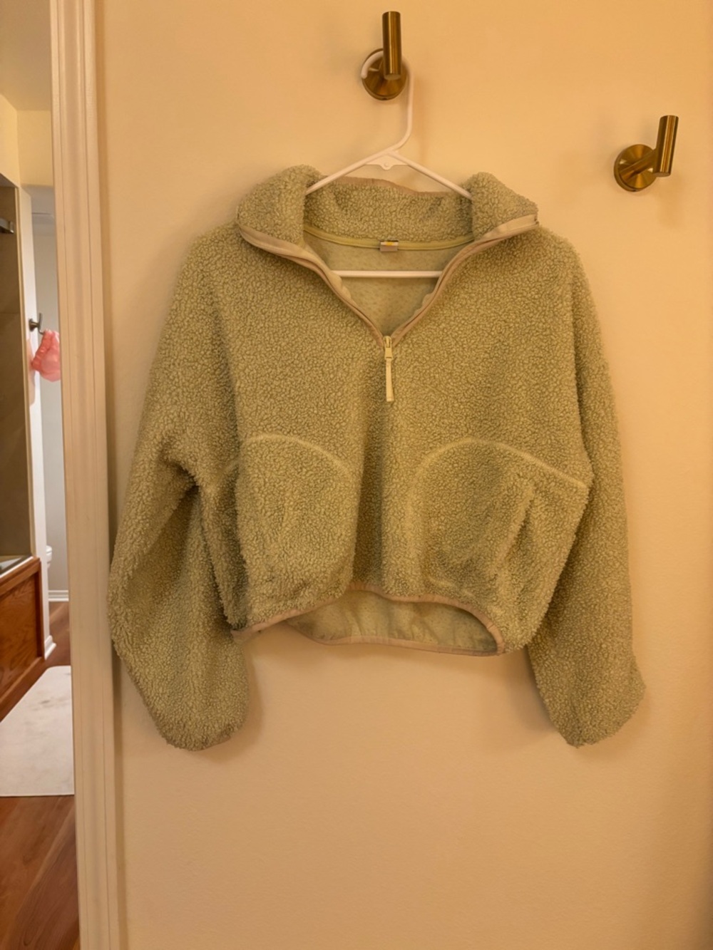 Cozy Sherpa Quarter-Zip Pullover - Melon ( picture is off color )